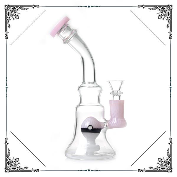 8 Inches Glass Smoking Bubbler With Color Elf Percolator Bongs Beaker Bottom
