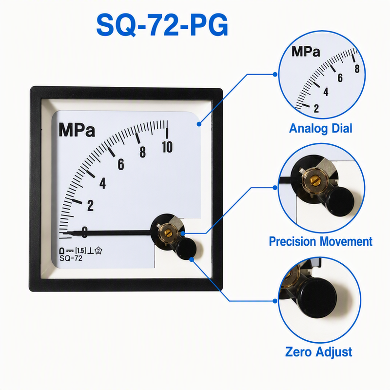 SQ-72 Analog Pressure Gauge with 1.5% Accuracy and 0-10 MPa Range for Hydraulic Pneumatic Systems Panel Meter