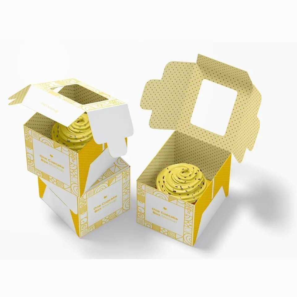 Double Corrugated Paper Cup with Display Window and Customizable Size Bread Cake Box