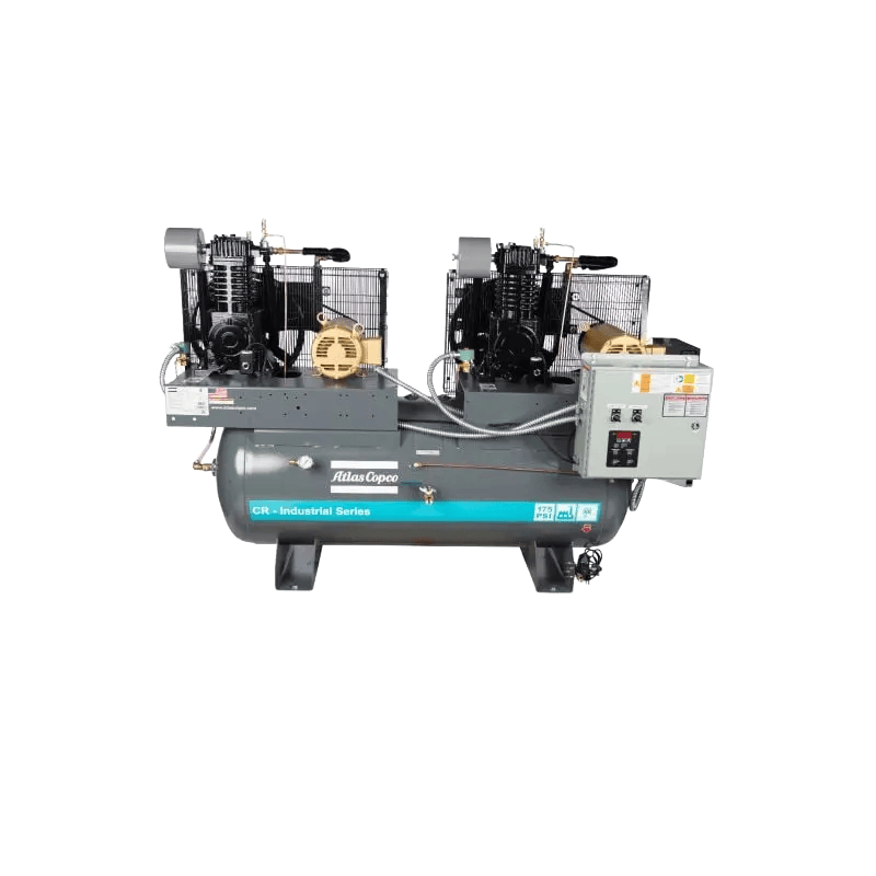 2020041608 Oil Free Compressors 15HP 460V 3Ph 120Gal Horizontal Industrial Duplex Piston