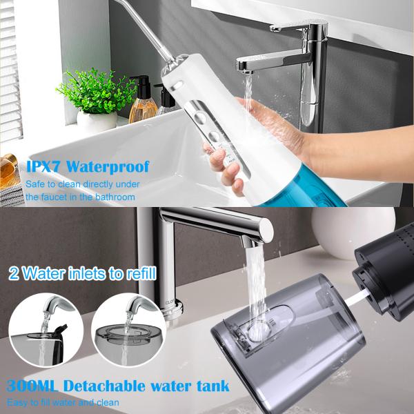 5 modos 1100MAH portátil recargable de agua Flosser eléctrico de riego oral para viajes GS106