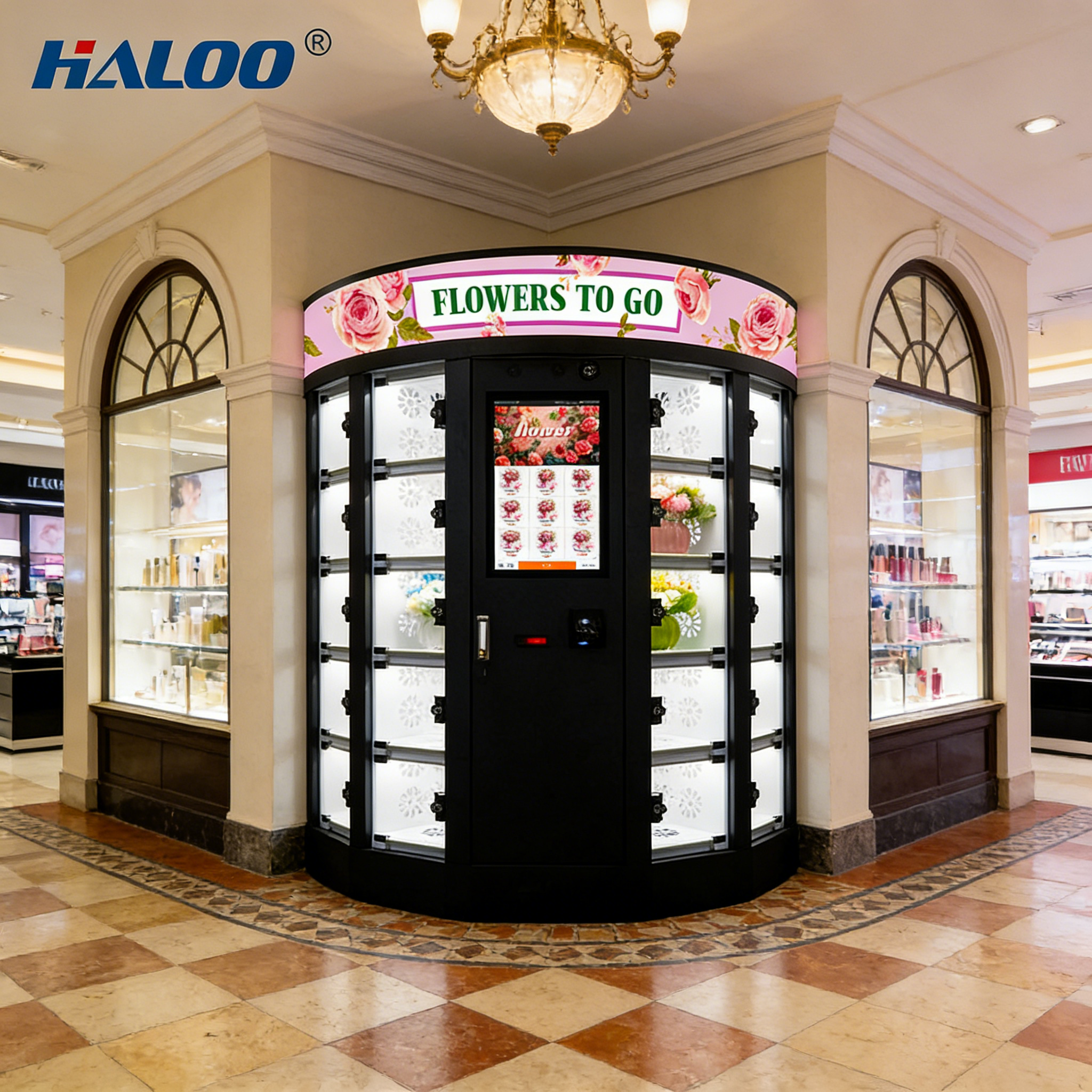 Haloo vending machine supplier 30 grid flower vending machine with cooling and humidification system, free customization of logo