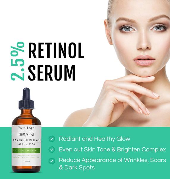 60ml Organic Retinol Serum 2.5% With Hyaluronic Acid & Vitamin E For Face