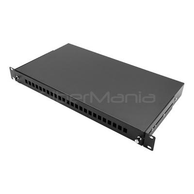 Sliding Fiber Optic Patch Panels 1U 19 Inch With 24 SC Simplex OS2 Single Mode Adapters