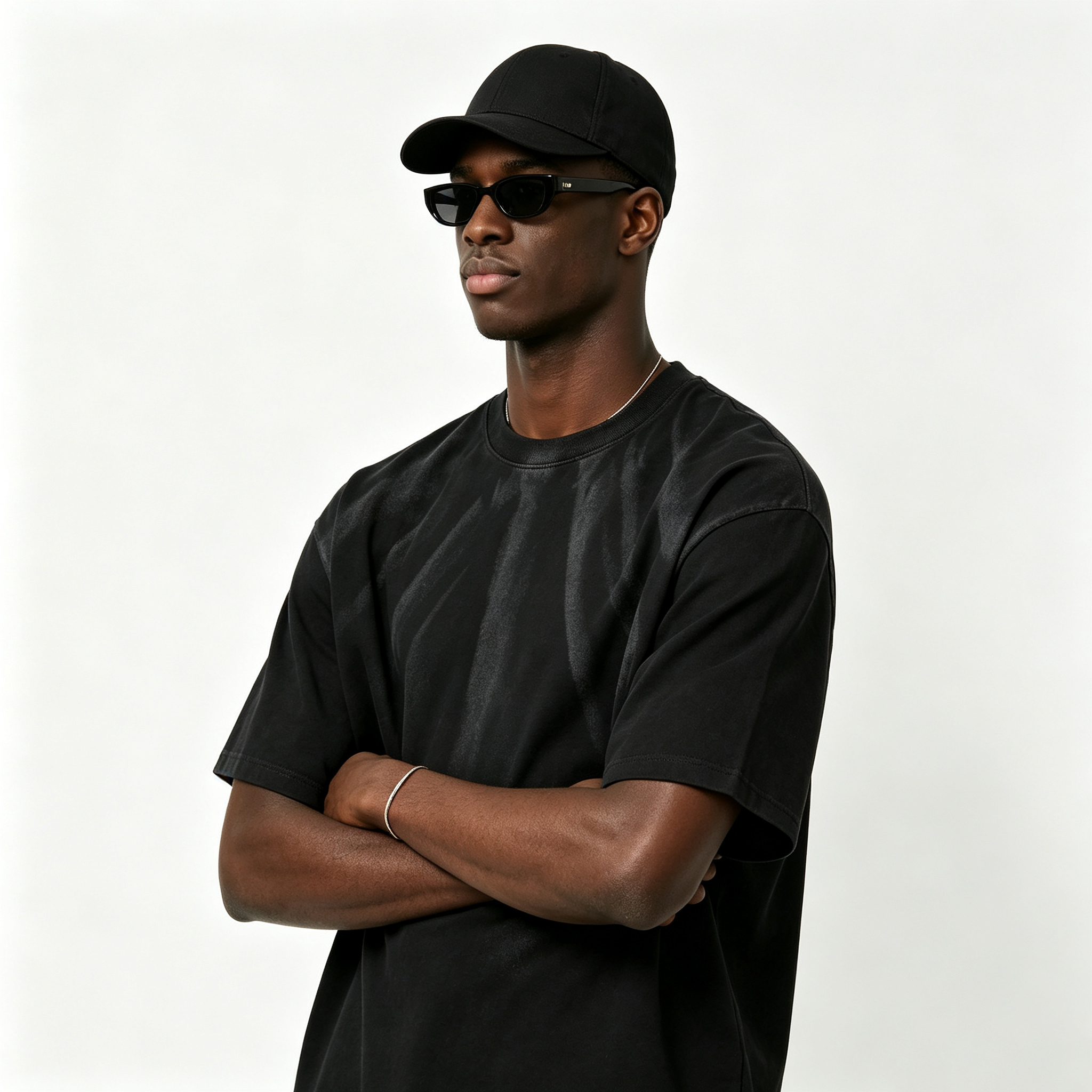 Men’s Gradient Spray Washed Cotton T-Shirt 250GSM Oversized Streetwear Casual Tee
