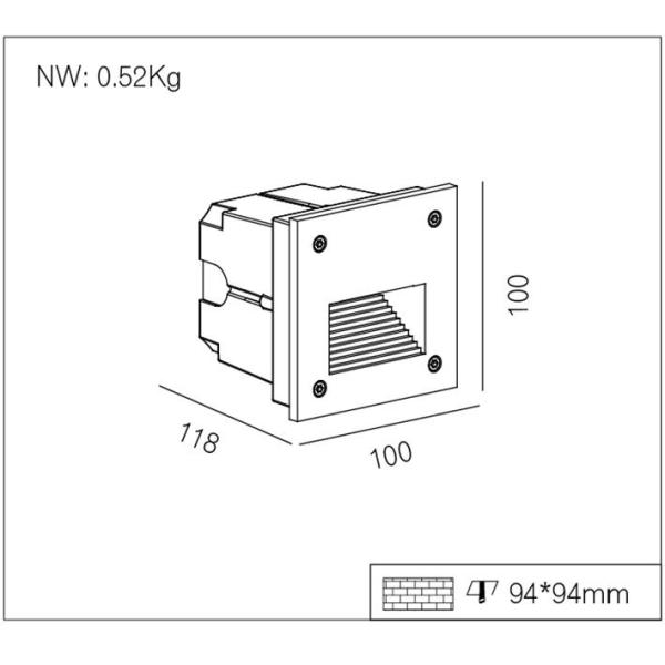 DC24V 3 Watt Outdoor Landscape Recessed LED Step Light IP67 Waterproof Single Color