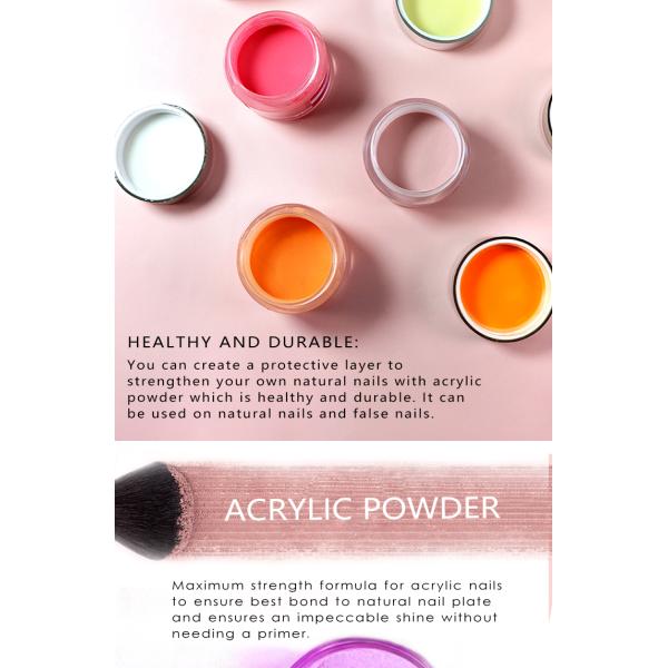 Private Label Glitter Color Acrylic Nail Powder 2 in 1 for Nail Salon Manicure Excellent Nail Art Effect Certificate MSDS