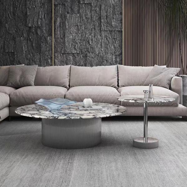 Modern Marble Hotel Salón de estar Mesa de café de combinación circular