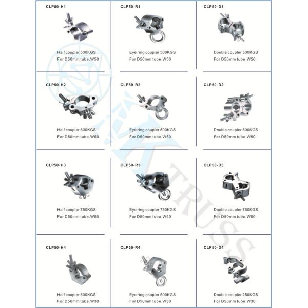 OEM Алюминиевый Степь Освещения Трасса крючок Трасса Кламп Двойной Сцепщик 100 кг для 50 мм трубы
