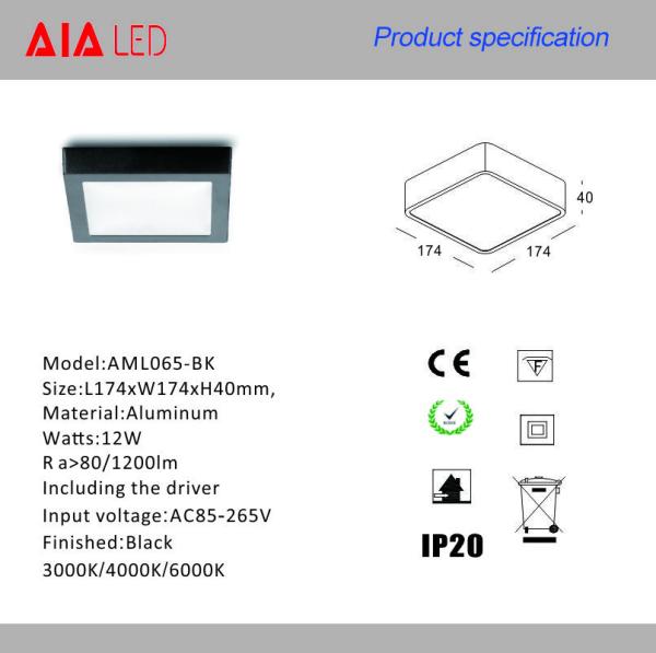 Aluminium outdoor 170x170xH40mm waterproof LED panel light fixture led downlight