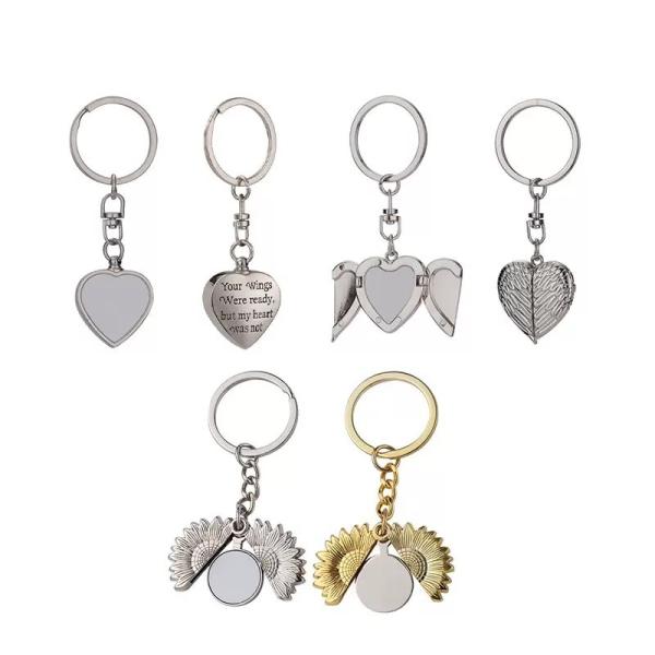 Sunflower Shape Sublimation Key Chain Blanks Angel Wings Keyring For Heat Transfer Printing