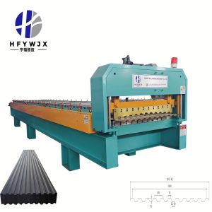 C21 Steel Trapezoidal Roof Panel Roll Forming Machine with Linear Guide Rail System, High-Speed Production, and PLC Control