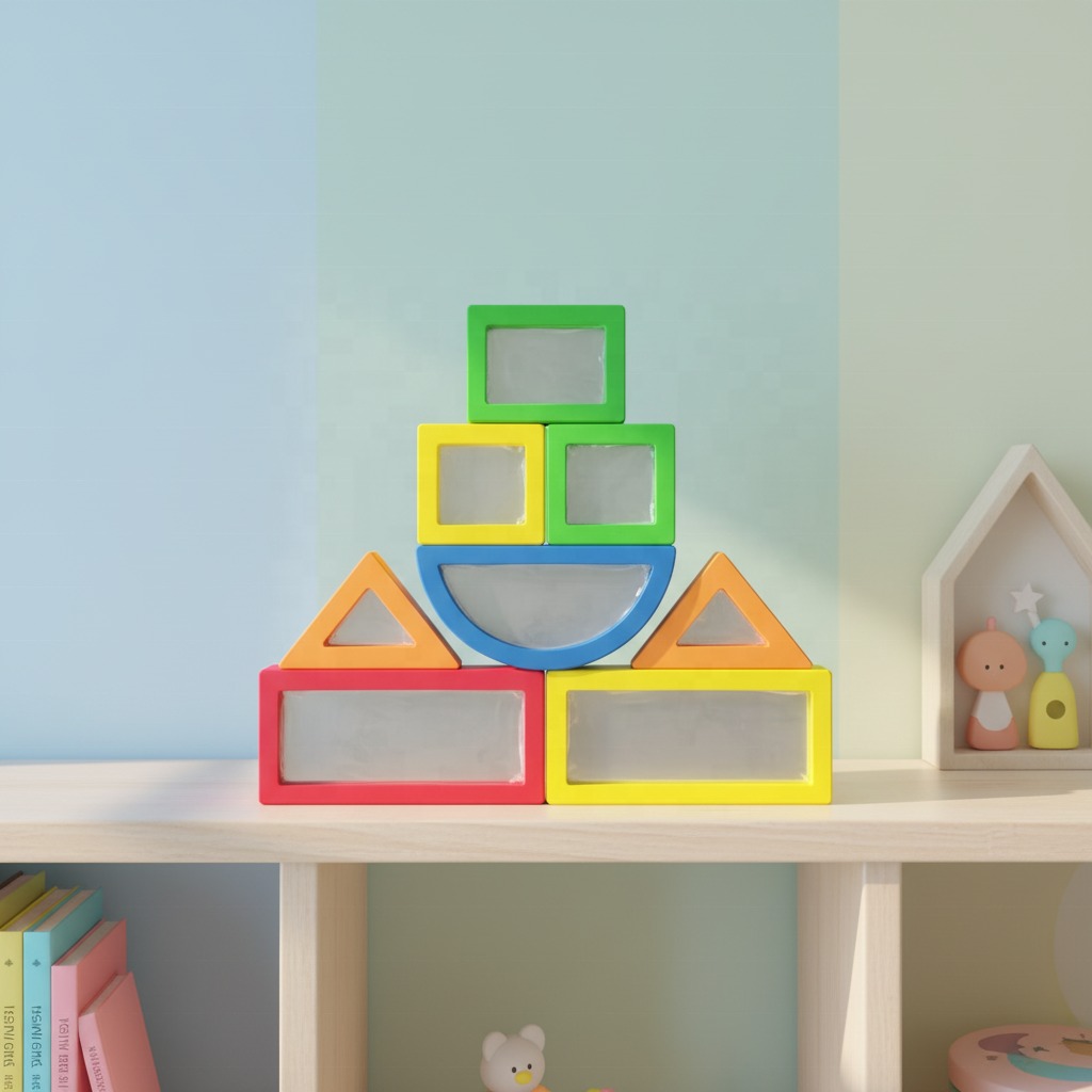 Soft Custom Die Cut Plastic EVA Framed Moulded Sensory Mirror Blocks For Kids Sensory Play
