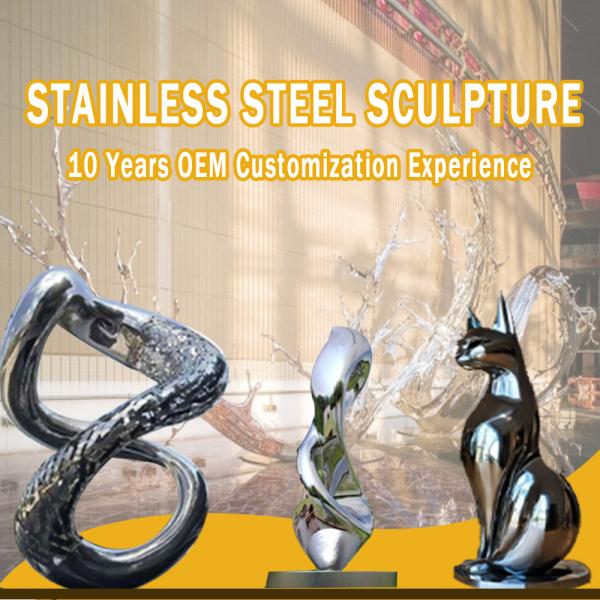 Customized Colors Modern Abstract Mirror Stainless Steel Sculpture for Outdoor Decoration from Model
