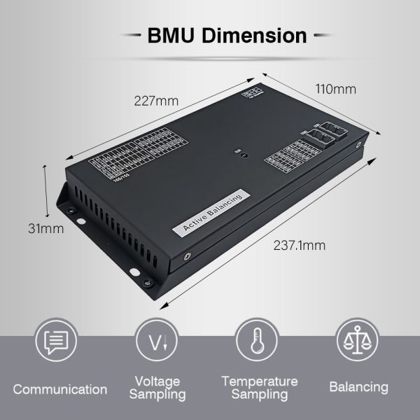 16S BMU SP-HV-16S High Voltage BMS PCBA Battery Management Unit with Cooling Fan ndustrial Grade 16 String Monitoring Board, Supports Cell Balancing, Perfect for LiFePO4 Battery Cluster, Grid-Tied S