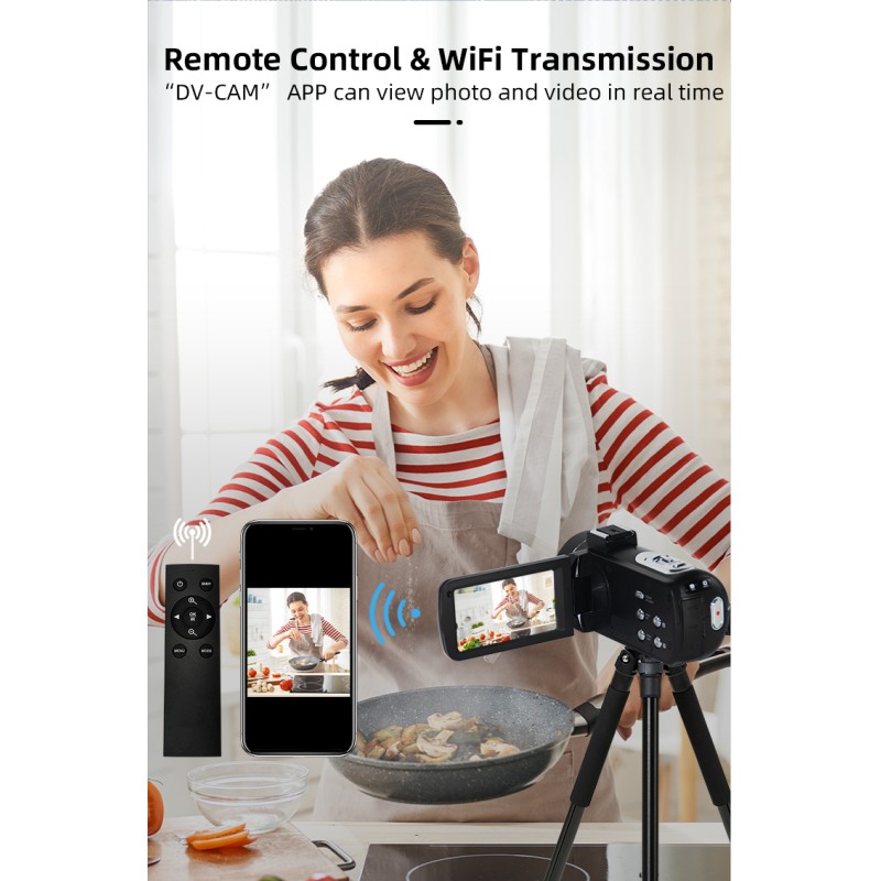 Video Camera Camcorder 4K UHD WiFi Vlogging Camera for YouTube Touch Screen DV Camera Recorder