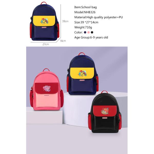 NHB326 Nohoo PU polyester Waterproof Child Book Bag Durable School Bags for Student