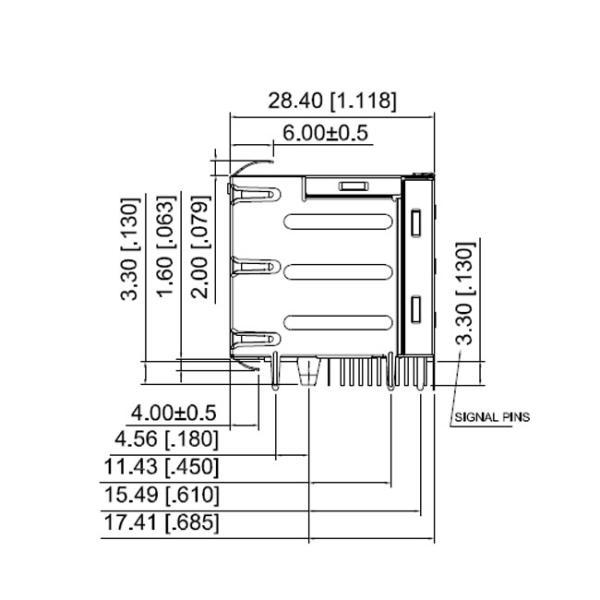 Magnetic PCB RJ45 Metal Connector 1G LAN 2x4 Stacked Stainless Steel Shield