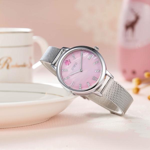 Alloy MOP Dial Steel Mesh Band Watch Women With Japan Quartz Movement