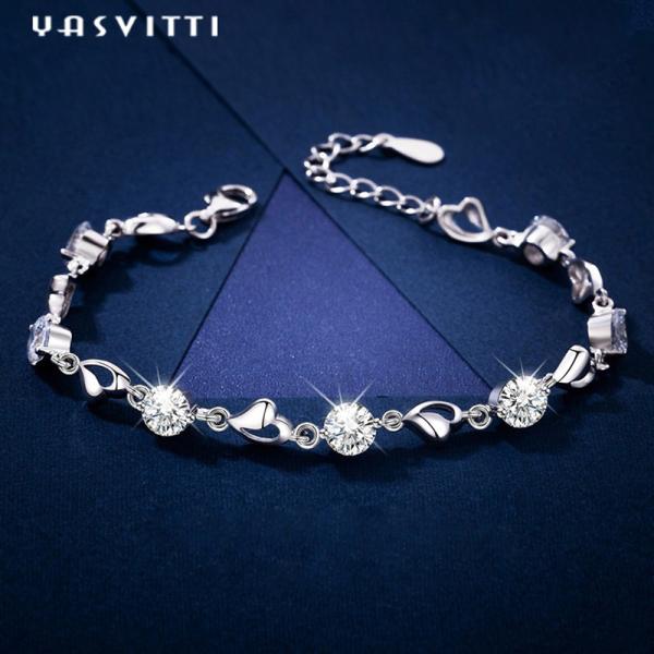 7.9in 4.6g Sterling Silver Jewelry Bracelets Sterling Silver Heart Bracelet ODM
