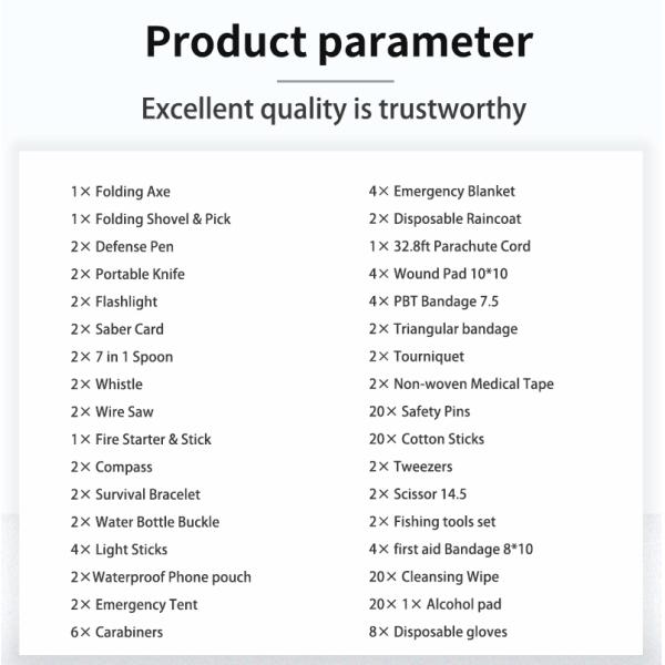 55X27X8cm  Disaster Survival Kit Black Adventure Essentials Survival Kit Equipment