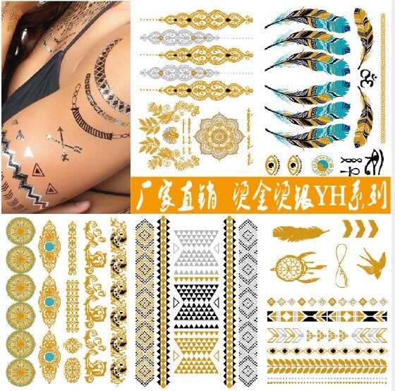 Gold Metallic Matte Lamination Body Tattoo Sticker