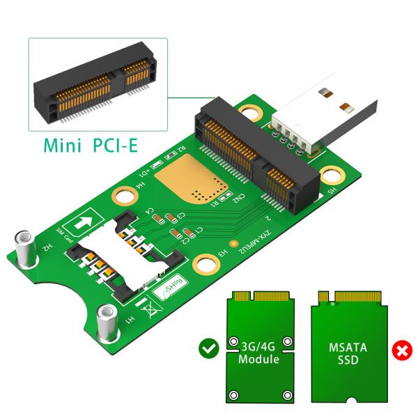 Ноутбук 8pin Mini PCI-E к карте адаптера USB для WWAN LTE модуля