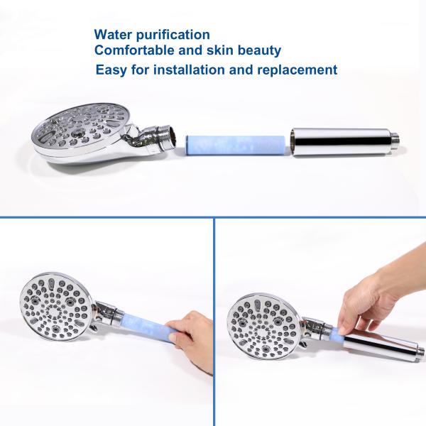 Get the Perfect Shower with this High Pressure Rain Shower Head and Stone Filter Combo