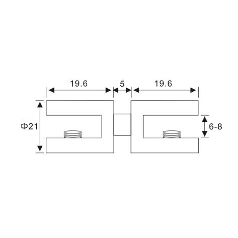 Fixed Glass Holder YS-029S, Zinc Alloy,  for glass 6-8mm, finishing chrome or Satin
