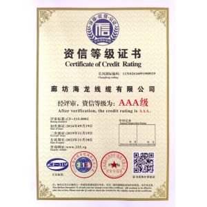 Hailong cable (China) Co., Ltd Certifications