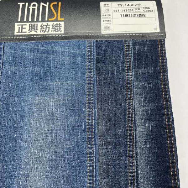 9.0 Oz Elastic Denim Jeans Fabric 72'' Width Combed yarn