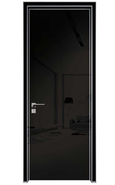 Aluminum Frame glossy black front door,black lacquer door for bedroom