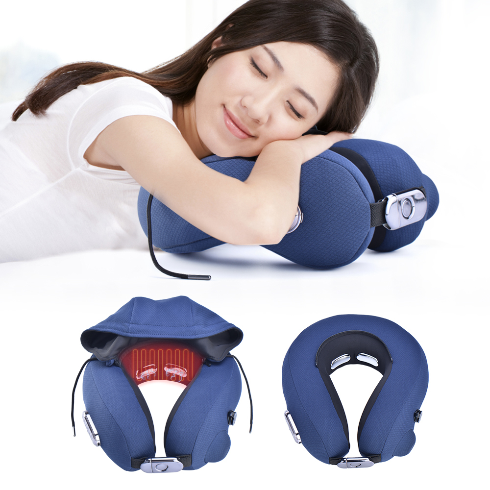 Intelligent Shiatsu Smart Electric Neck Massage Inflatable Air Cushion Travel Scarf Neck Pillow Case With Hood