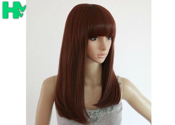 Glueless Net Headgear Long Straight Synthetic Wigs For Lady / Girl OEM