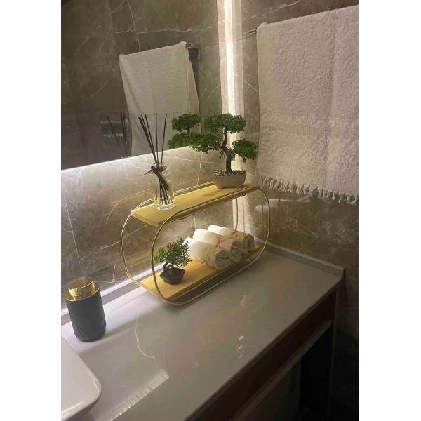 Bathroom Shelf Wooden Vanity Tray Countertop Organizer for Makeup Perfume Storage