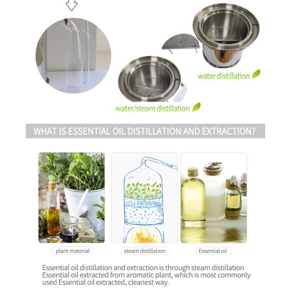 10L Rose Essential Oil Extracting Machine with Water Steam Distillation Apparatus and Small Capacity