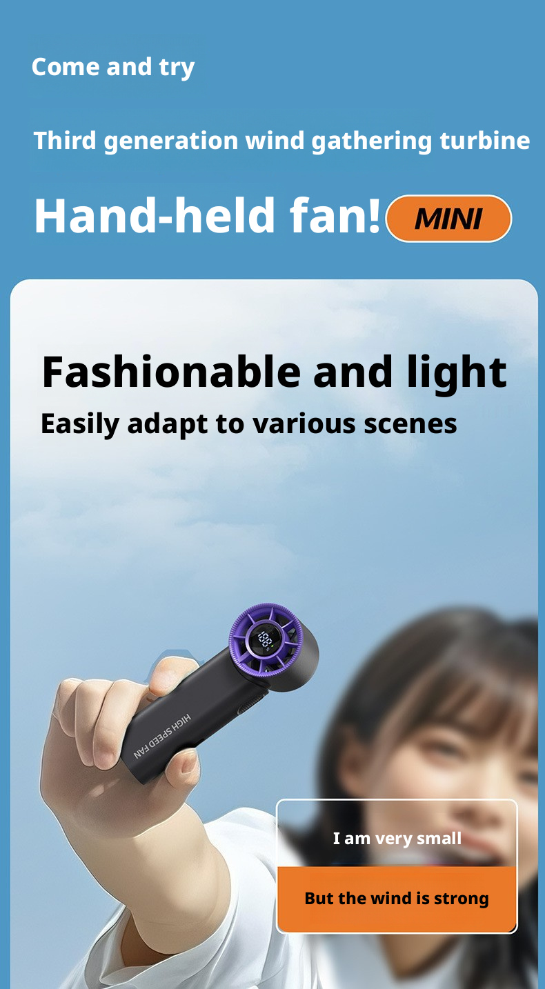 Customized 2000mAh Battery Mini Portable Fan With Brushless Motor For Personal Cooling