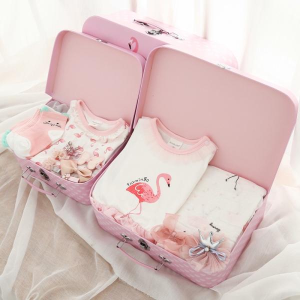 Pink Lovely Baby Cardboard Suitcase Gift Box with Lock and Handles Industrial Shoes Clothing