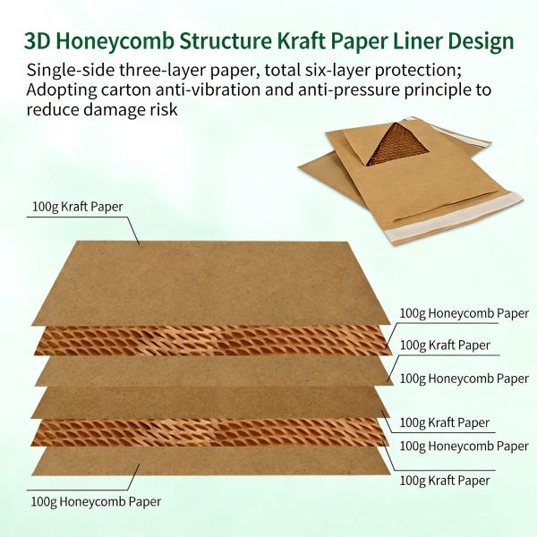 100GSM Honeycomb Paper Bag 300gsm 34cm Padded Mailers Recyclable
