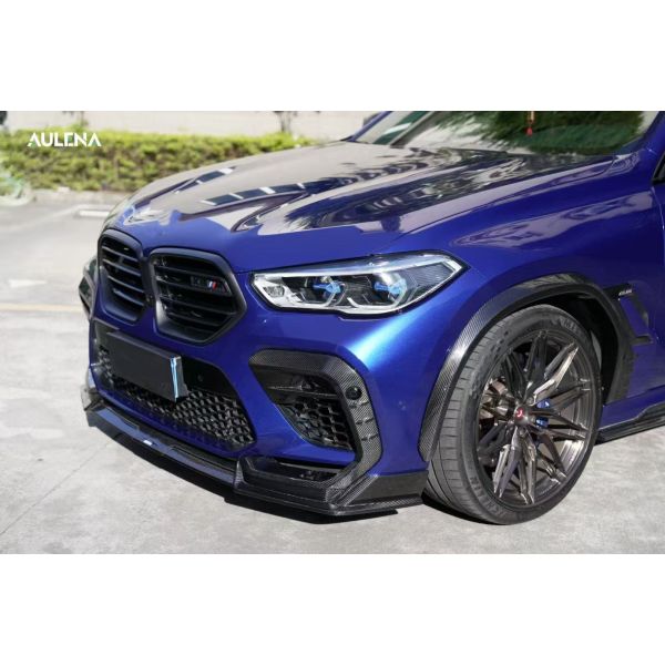 For BMW X6M Dry Carbon Fiber Body Kit X6M Aulena-style Front Lip Diffuser Spoiler Hood Wheel Arch X6M Wide-body Kit