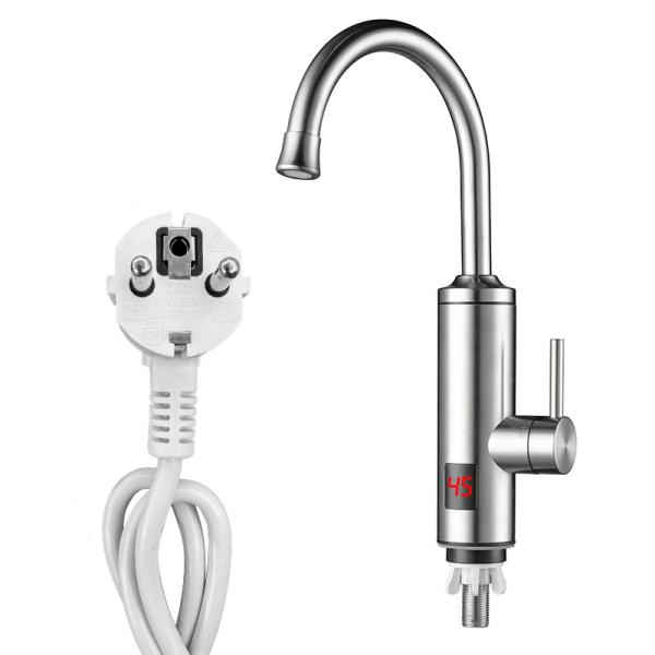 Tankless 220V Instant Heating Electric Faucet With EU Plug Stainless Steel