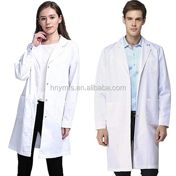 Long Sleeve Officer Collar White Medical Doctor Hospital Dress Female Male