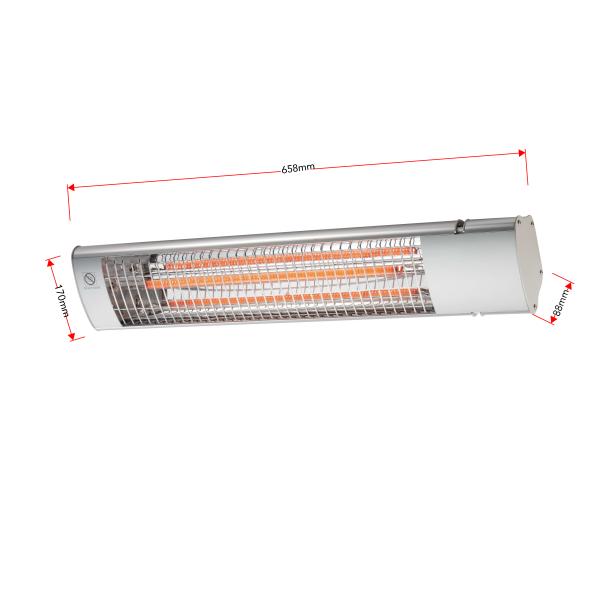 IP65 1800W Electric Patio Heater Infrared Radiant Heat  Carbon fiber heating element Wall-Mounted/free standing outdoor