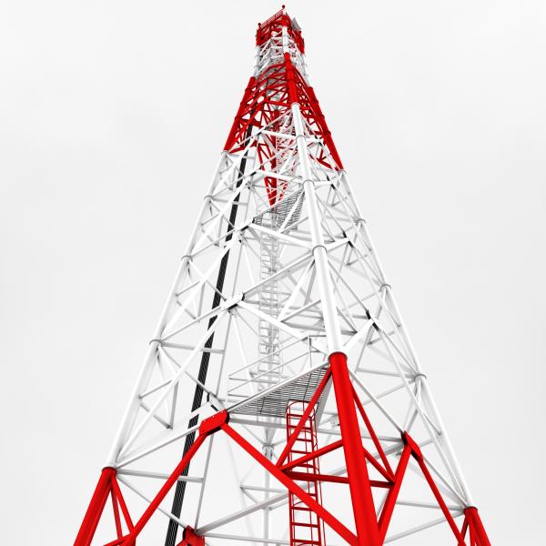 Galvanized Steel Telecom Tower With White And Red Painting For ICAO Standard