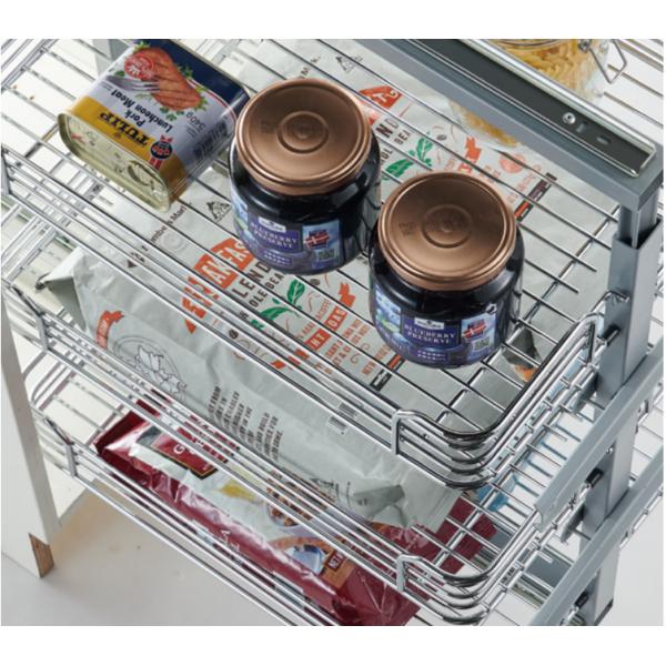 Electroplating 3 Shelves 400mm Kitchen Pull Out Basket For Storage