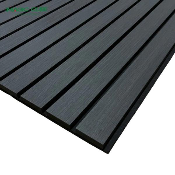 21 mm d'épaisseur Acupanel noir Panneau mural en bois avec tissu acoustique noir derrière