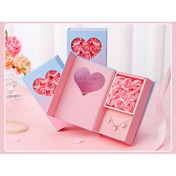 Chinese Valentine'S Day Flip Jewelry Gift Box Valentine'S Day Jewelry Box Nine Roses Gift Box Eternal Flower Jewelry Packaging Box