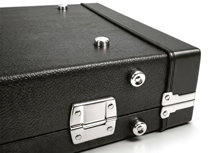 Lockable Solid Wood Guitar Hard Case Lychee Grain Waterproof Shockproof Travel Case