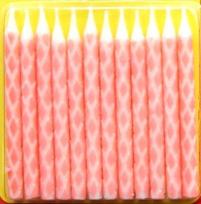 Light Pink Color Diamond Shaped Birthday Candles With White Flower Holder