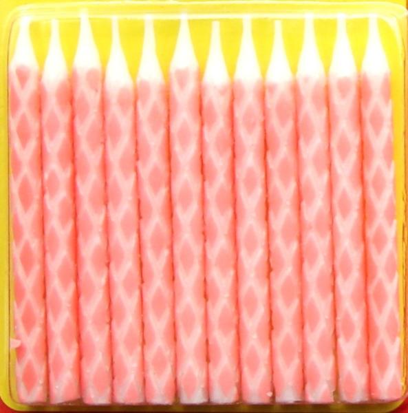 Light Pink Color Diamond Shaped Birthday Candles With White Flower Holder